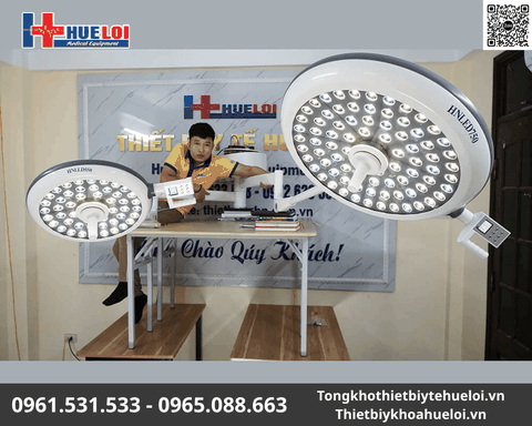 Đèn LED Phẫu Thuật Treo Trần 2 Nhánh (Model 750/550)– Công Nghệ Ánh Sáng Lạnh Không Bóng