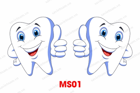 Decal hình răng dán cửa kính phòng khám Nha khoa