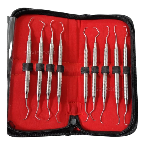 Bộ dụng cụ nạo túi nha chu 9 chi tiết (Dụng cụ nạo túi nha chu dùng trong nha khoa)