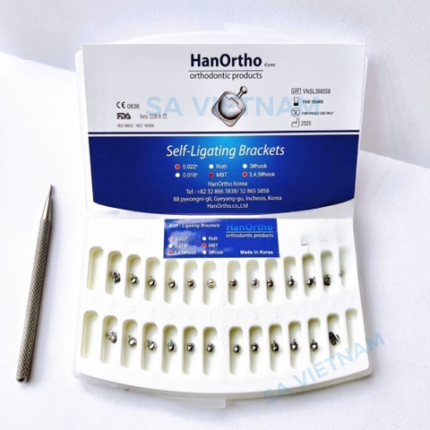 Mắc cài kim loại cánh cam tự khóa HanOrtho (tự buộc) - MUA 5 TẶNG 1