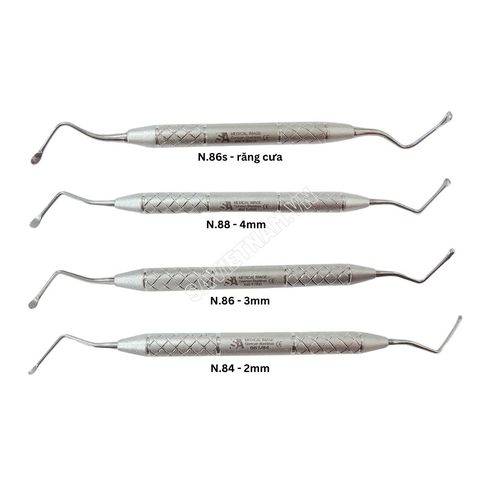 Cây nạo ổ lucas (nạo nang) 2mm, 3mm, 4mm, có răng cưa