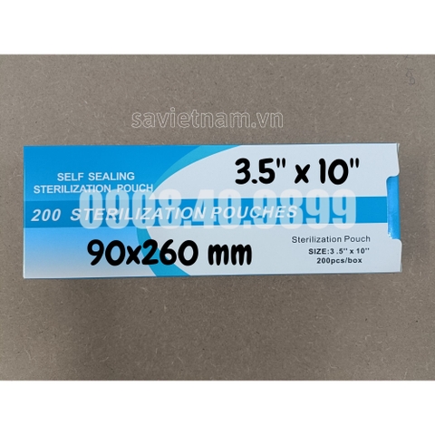 Hộp túi hấp tiệt trùng dán sẵn 90mm*260mm (3.5