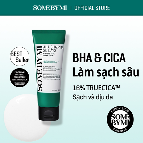 Sữa rửa mặt Some By Mi AHA-BHA-PHA 30 Days Miracle Acne Clear Foam 100ml