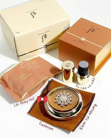 Set Phấn Nước Tái Sinh Whoo Cheongidan Radiant Essence Cushion SPF50+/PA+++ (Kèm lõi refill + cọ)