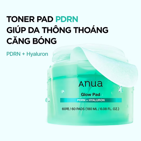 Toner Pad cấp ẩm Anua PDRN 100 Hyaluronic Acid Glow Pad 180ml/ 60 Pads