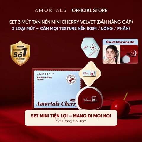 Bộ bông phấn Amortals Cherry Series (gồm 3 Bông phấn mini/bộ)