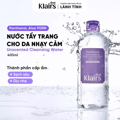 Nước tẩy trang Klairs Supple Preparation Unscented Cleansing Water 400ml