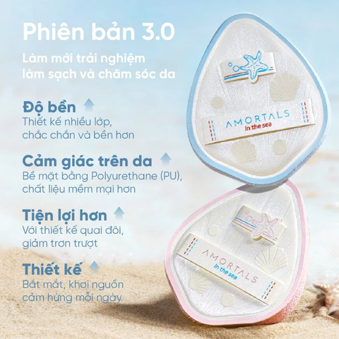 Bông rửa mặt Amortals - phiên bản đại dương (2 mút/hộp)