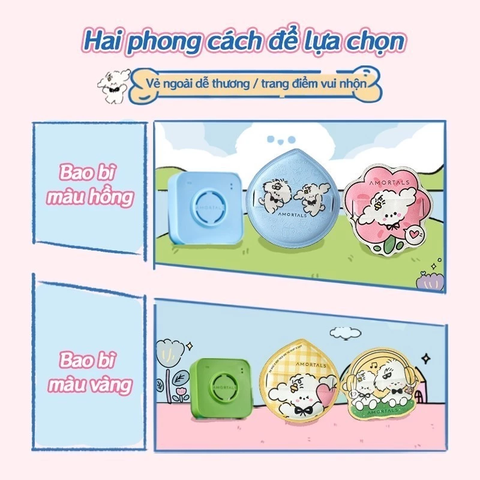 Bộ bông mút dùng để tán kem nền dạng lỏng Puppy Amortals  (gồm 2 bông mút + 1 hộp đựng)