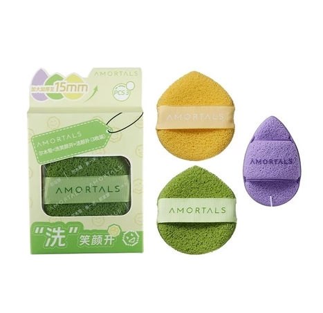 [HỘP XANH] Bộ bông mút rửa mặt Amortals dùng cho sữa rửa mặt,làm sạch lớp trang điểm