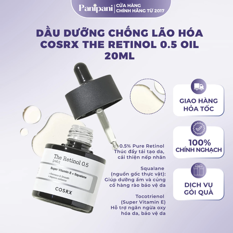 Sản phẩm dưỡng da Cosrx The Retinol 0.5 Oil