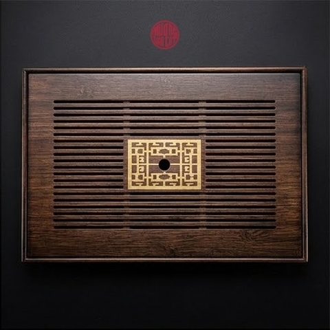 KHAY TRÀ TRE MÀU ĐEN KHẮC PHÚC HỒI VĂN ( 40x28x4 cm )