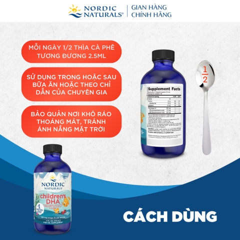 Omega 3 𝐃𝐇𝐀 𝐍𝐨𝐫𝐝𝐢𝐜 𝐍𝐚𝐭𝐮𝐫𝐚𝐥𝐬 𝐂𝐡𝐢𝐥𝐝𝐫𝐞𝐧'𝐬 – 𝐁𝐨̂̉ 𝐬𝐮𝐧𝐠 𝐃𝐇𝐀 𝐜𝐡𝐨 𝐛𝐞́ 𝟏–𝟔 𝐭𝐮𝐨̂̉𝐢 530mg 237ml ( Chai )