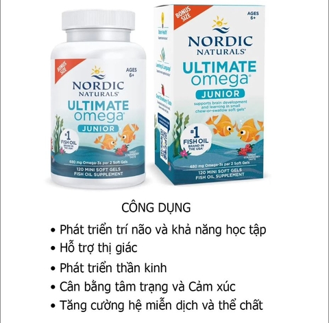 Omega 3 DHA Nordic Naturals Ultimate cho bé từ 6 tuổi 120 viên ( Hộp )