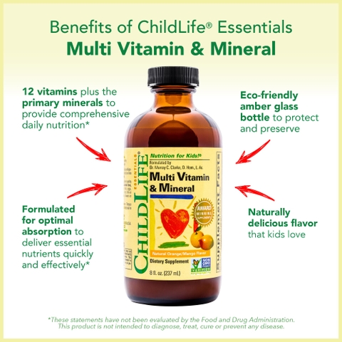 Siro bổ sung vitamin và khoáng chất ChildLife Multi-Vitamin and Mineral 237ml