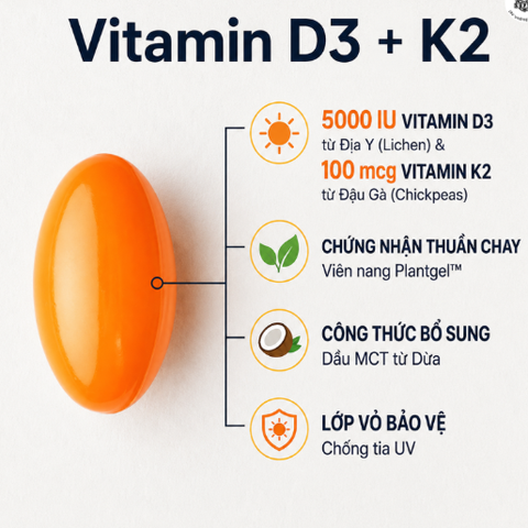 Viên bổ sung Vitamin D3K2 Sports Research D3 K2 160 viên