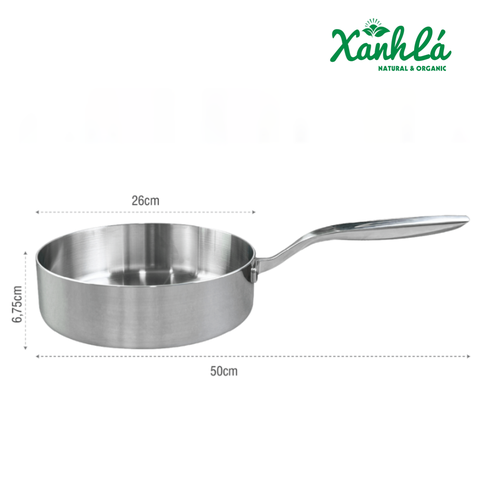 CHẢO INOX 316 NGUYÊN KHỐI 5 lớp size 26