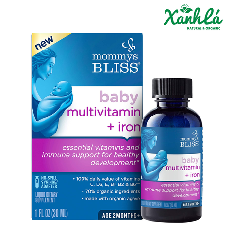Mommy's Bliss Baby Multivitamin + Iron Drops (Vitamin tổng hợp + Sắt cho bé), dung tích 30ml