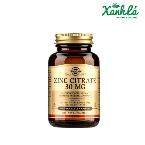 Zinc Citrate 30mg ( Kẽm Hữu Cơ Solgar hỗ trợ tăng đề kháng 100v ( Hộp )