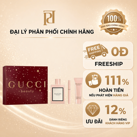 Set Nước Hoa Nữ Gucci Bloom EDP (100ml + Mini 10ml + Dưỡng Thể Body Lotion 50ml) 3 Món