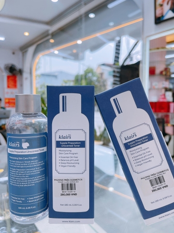 Nước hoa hồng Klairs Supple Preparation Unscented Toner 180ml