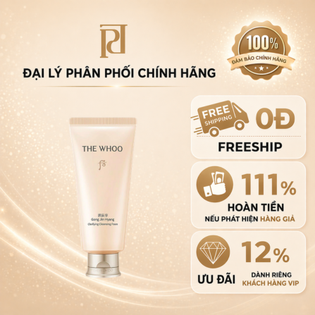 THE WHOO Sữa Rửa Mặt CLARIFYING CLEANSING FOAM 180ML - 51107010 / 51107787 [Tuýp Sữa Rửa Mặt Màu Vàng Nhạt]