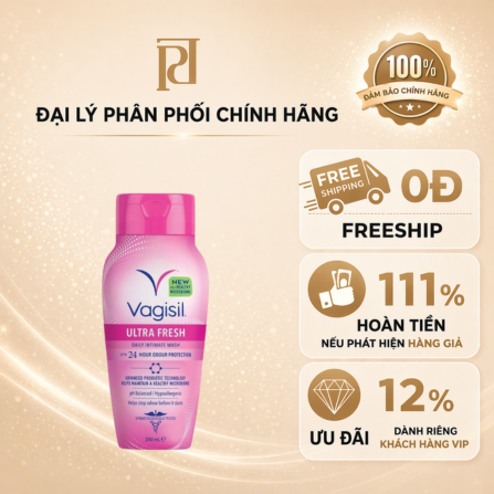 DUNG DỊCH VỆ SINH VAGISIL ULTRA FRESH INTIMATE HỒNG ( CTY - VAT )