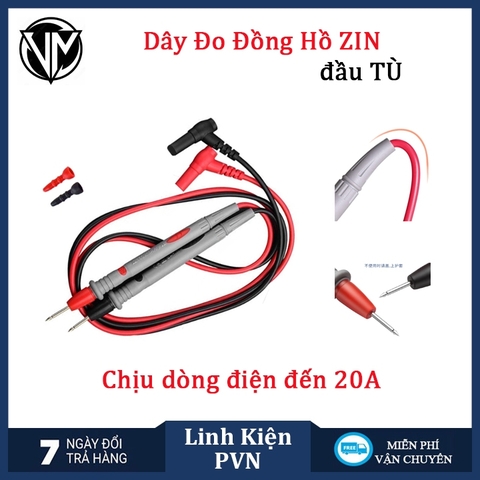 Dây đồng hồ đo điện, que đo đồng hồ vạn năng chịu dòng 20A - đầu tù