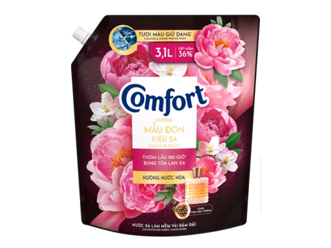 Nước xả vải COMFORT hương nước hoa mẫu đơn kiêu sa 3.1l