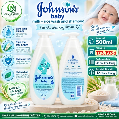 Sữa tắm JOHNSON'S sữa và gạo 500ml