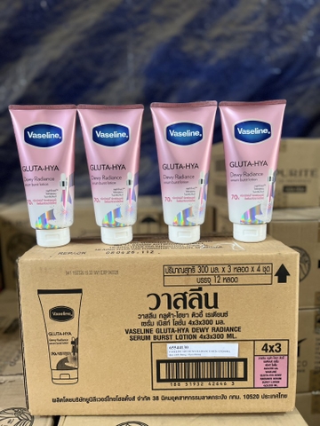 SỮA DƯỠNG THỂ VASELINE DEWY RADIANCE 70X (HỒNG)  300ML X 12 Tuýp