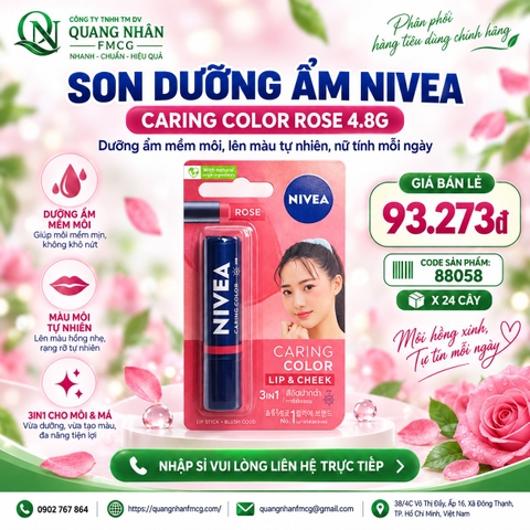 Son trang điểm dưỡng môi NIVEA hồng đào ngọt ngào (4.8g)