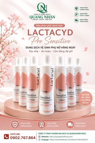 LACTACYD FEMININE WASH 250ML PRO SENSITIVE VN X 24 chai ( HỒNG )