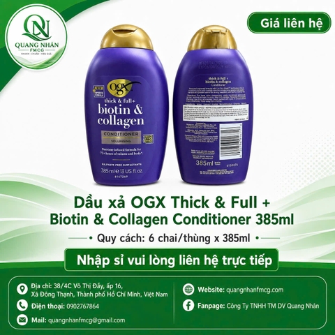 Dầu xả OGX thick & full + biotin & collagen conditioner 385ml