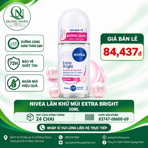 Lăn ngăn mùi nữ NIVEA sáng mịn tối ưu 50ml