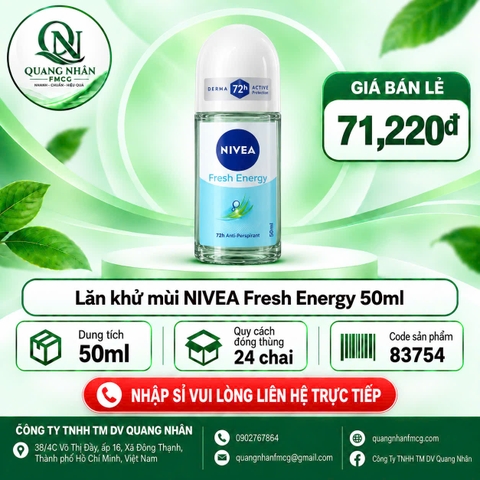 Lăn ngăn mùi nữ NIVEA tươi mát 50ml