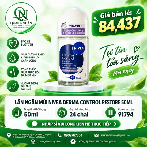 Lăn ngăn mùi NIVEA dưỡng sáng mềm mịn 50ml