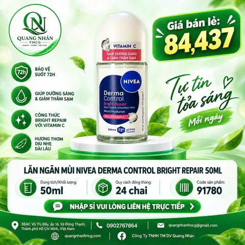 Lăn ngăn mùi NIVEA dưỡng sáng đều màu 50ml
