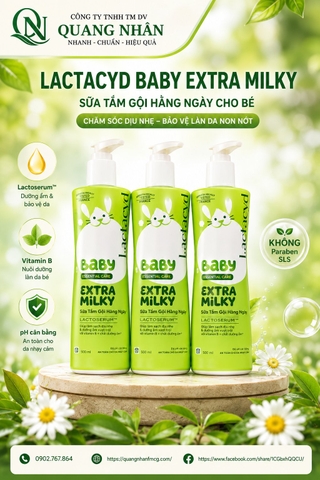 LACTACYD BABY EXTRA MILKY 500ML X 12 CHAI