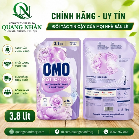 Nước giặt OMO matic chuyên gia cửa trên hương nhài trắng & tuyết tùng 3.8kg