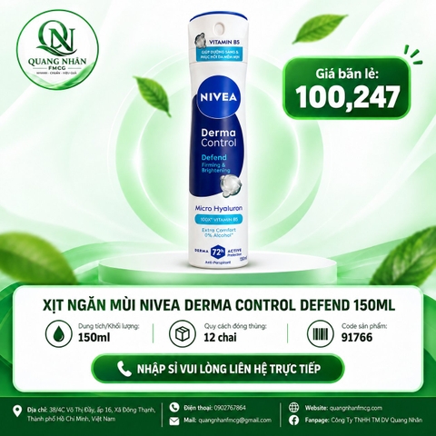 Xịt ngăn mùi NIVEA dưỡng sáng và phục hồi 150ml