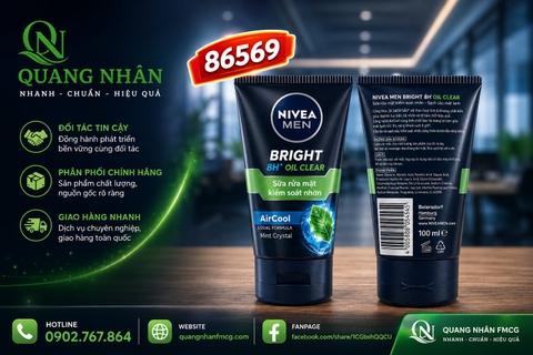 86569 SỮA RỬA MẶT NIVEA NAM BRIGHT 12H OIL CLEAR MUD 100G x 24 CHAI