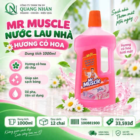 Nước lau nhà mr muscle - hương cỏ hoa 1000ml