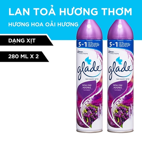 Bộ đôi xịt thơm phòng GLADE hương lavender 280mlx2/ 6 PAck