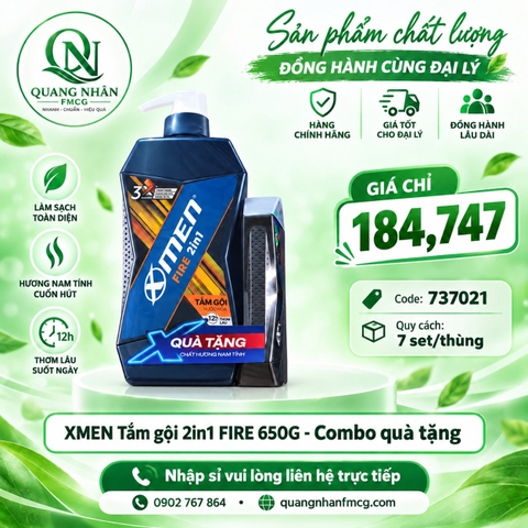 Tắm gội XMEN 2in1 fire 650g tặng 3in1 aqua 125g
