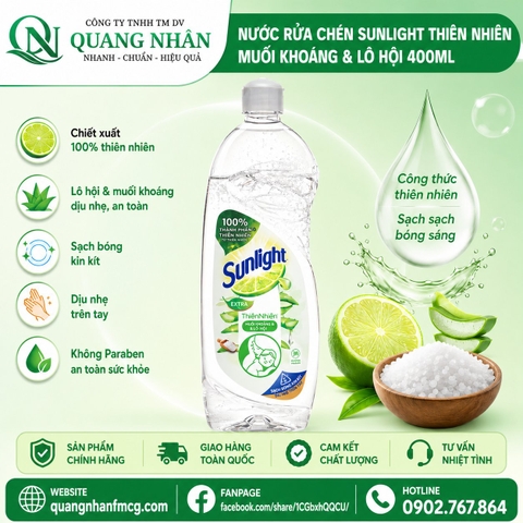 Nước rửa chén SUNLIGHT thiên nhiên muối khoáng & lô hội 400ml