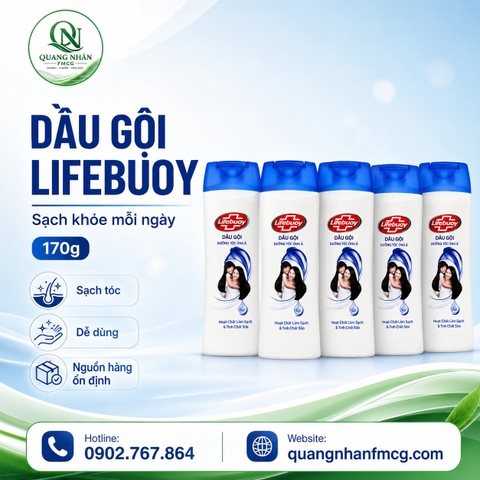 Dầu gội lifebuoydưỡng tóc óng ả 170g