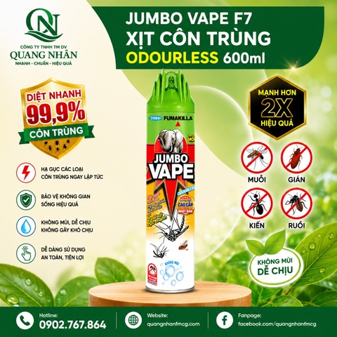 Xịt côn trùng JUMBO vape f7 odourless 600ml