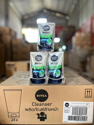 88869 SỮA RỬA MẶT NIVEA NAM BRIGHT 12H OIL CLEAR FOAM 100G x 24 CHAI