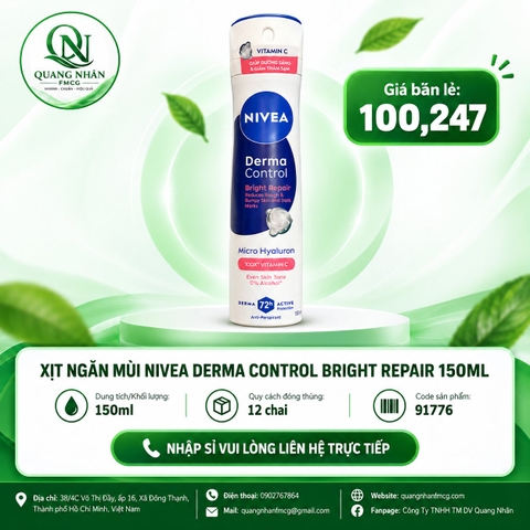 Xịt ngăn mùi NIVEA dưỡng sáng đều màu 150ml